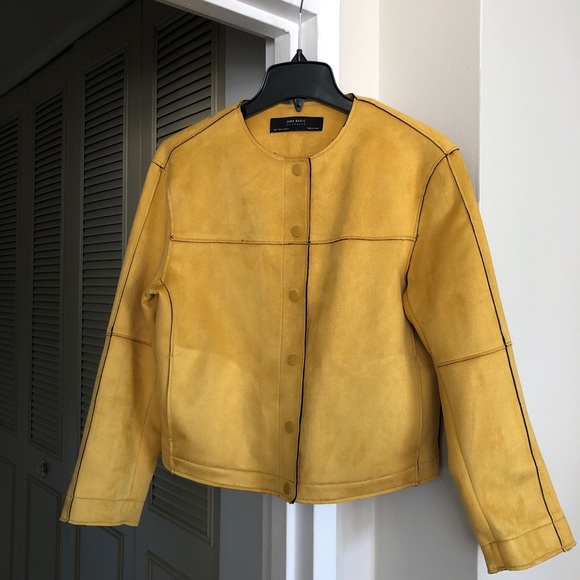Zara Basics Faux Suede Mustard Jacket S - Picture 2 of 4